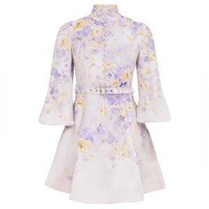Zimmermann White and Lavender Floral Dress side 1